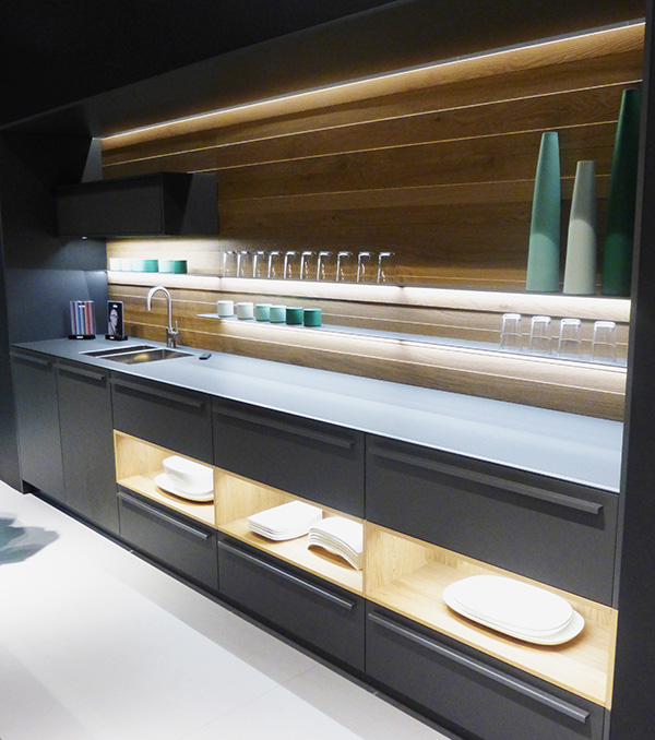 Open shelves in modern kitchen